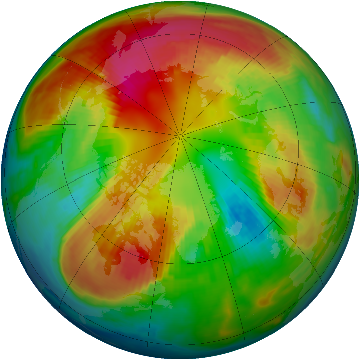 Arctic ozone map for 24 February 1988